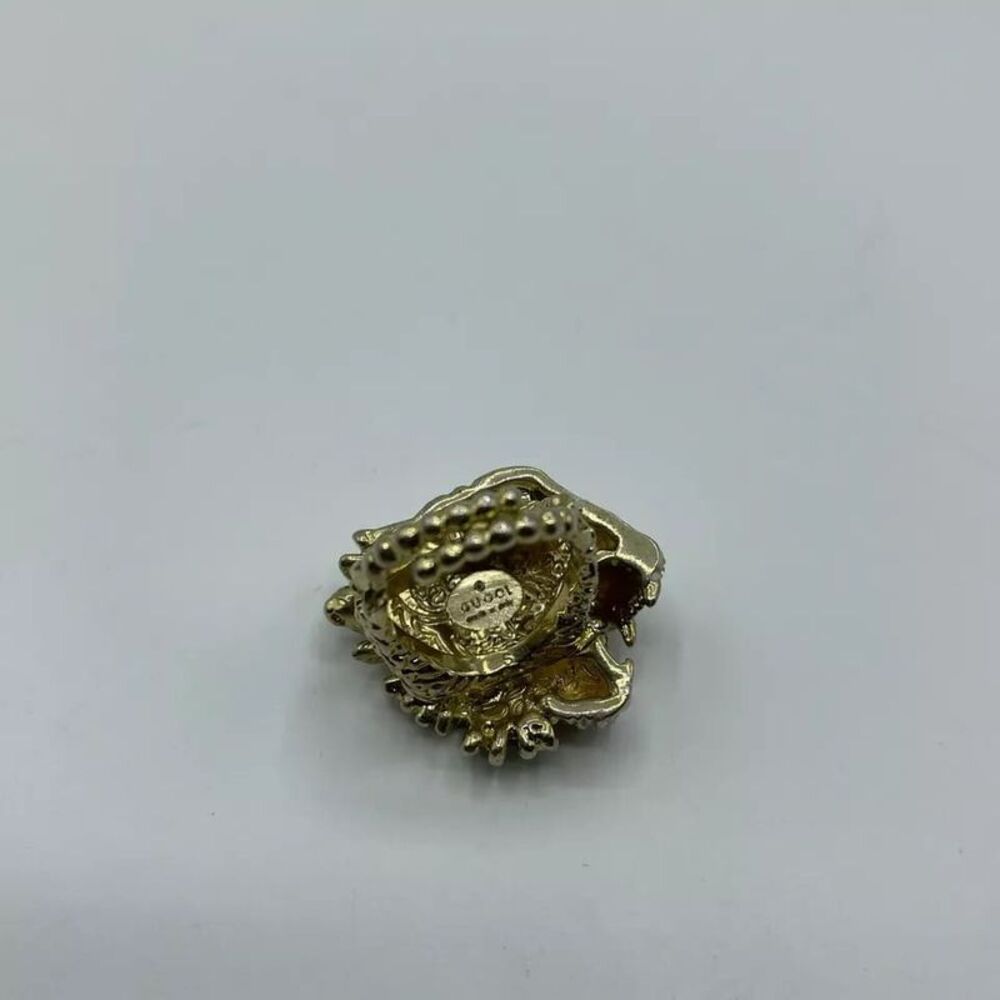 Gucci Women's Bronze Rajah Tiger Head Ring with Crystals - Picture 5 of 6